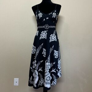 Uniti dress women large 100% cotton vintage 90s asymmetrical floral black